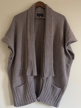 eskandar 100% Cashmere Shawl Cardigan in Dusty Rose Tweed